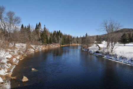 The Magalloway River in Lincoln Plantation, Maine, on a cold winter day