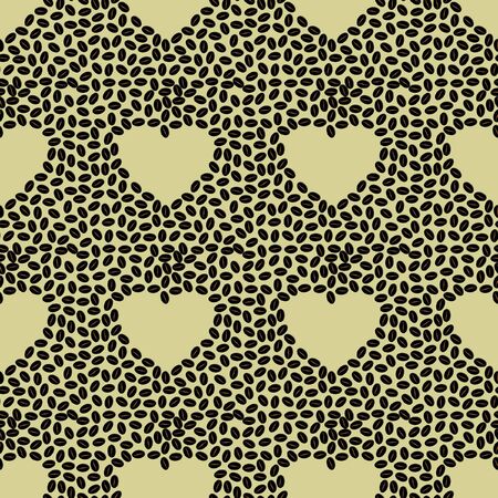 Seamless vector pattern Repeating vector texture Coffee beans with heart.のイラスト素材