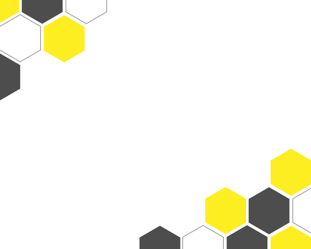 Yellow with black color hexagon bee hive vector abstract background design.のイラスト素材