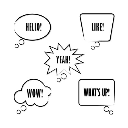 Doodle speech bubbles in white background.isolated vectorのイラスト素材