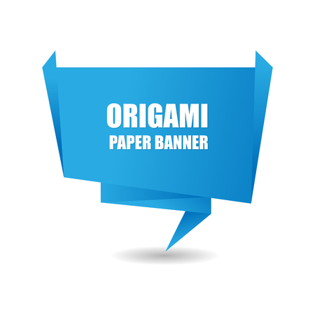Blue origami paper message banner on white backgroundのイラスト素材