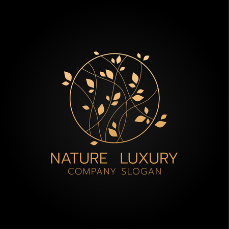 Natural flower luxury concept logo vector design on black backgroundのイラスト素材