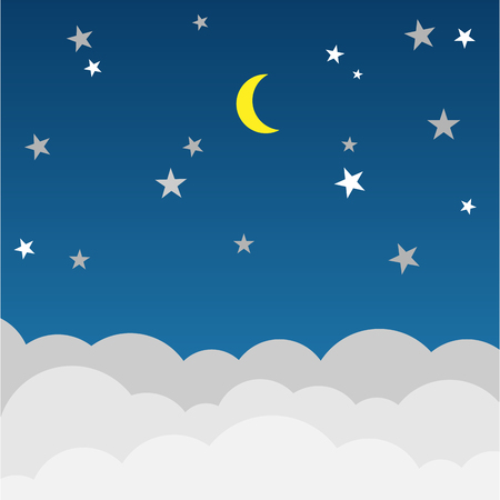 Cloud with moon and star on night abstract background.landscape designのイラスト素材