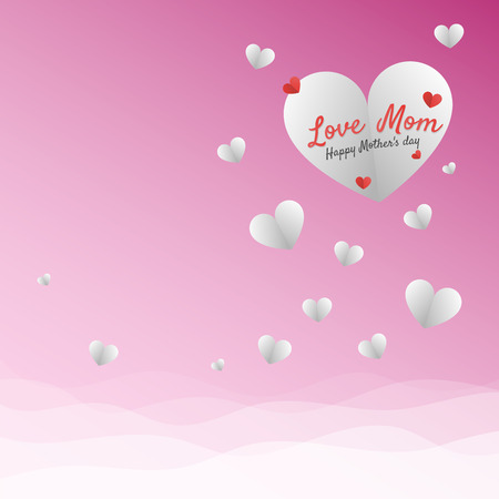 White and red hearts isolated vector design with wave gradient background for mother's day.のイラスト素材