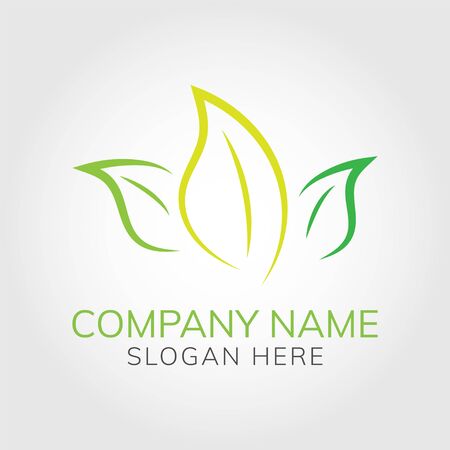 Green leafs logo design natural concept vector on light gray background for businessのイラスト素材