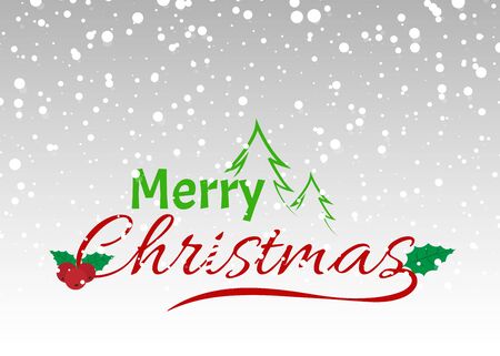 Merry chistmas with snow falling from the sky and winter season holidays vector background illustrationのイラスト素材
