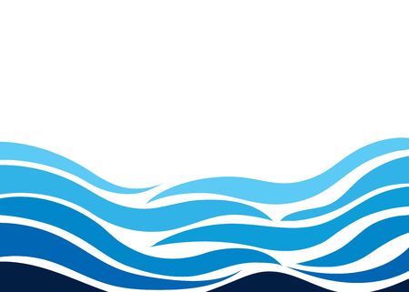 Blue water sea wave abstract lines sltye vector backgroundのイラスト素材