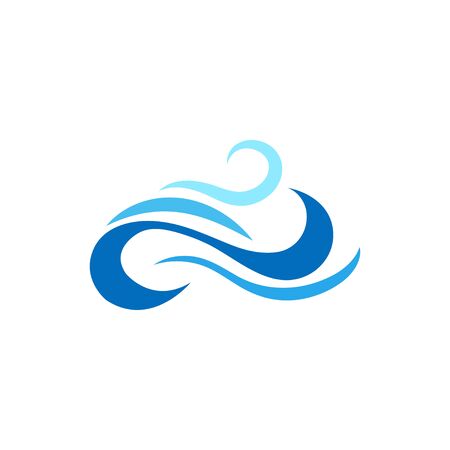 Blue ocean sea wave object flat icon vector isolated on white backgroundのイラスト素材