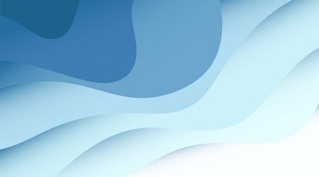 Abstract blue water wave paper 3d fluid layer vector backgroundのイラスト素材