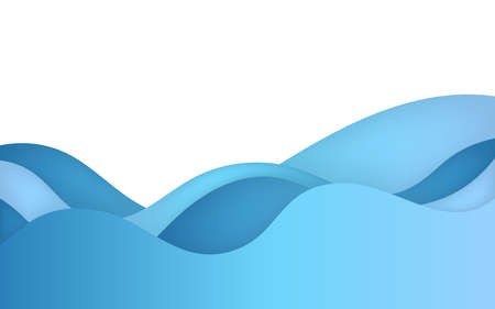 Blue water wave vector abstract background flows along the lines gradation dark and light swaying curves with shadows overlappingのイラスト素材