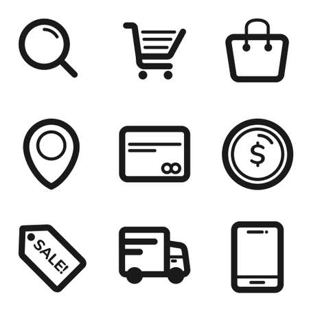 Icon set for purchases online shopping payment delivery and shipping vector isolated on white backgroundのイラスト素材