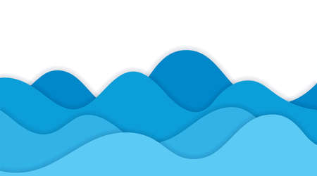 Blue water curves paper cut layers on white background business banner and have space to put your textのイラスト素材