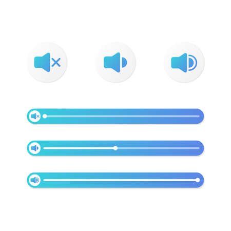 Speaker sound volume mute flat icon button design with multicolor vector symbol isolated on white background illustrationのイラスト素材