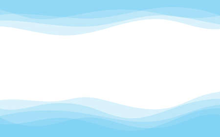 Abstract light blue wavy modern curve lines on top and bottom with clean background vector illustrationのイラスト素材