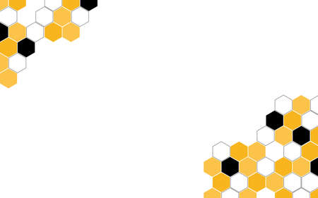 Hexagon bee hive vector abstract yellow and black modern with white background illustration.のイラスト素材
