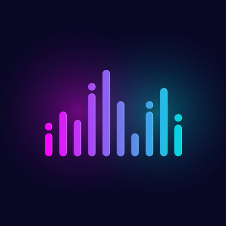 Equalizer sound audio wave laser light multicolor flat design icon isolated on dark blue background...