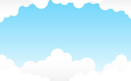 Cloud on top blue sky frame border landscape outdoor flat cartoon design style background vector illustrationのイラスト素材
