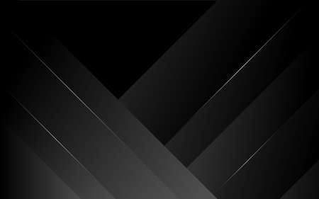 Black abstract geometric triangle layer style with silver lines minimal luxury concept background vector illustrationのイラスト素材