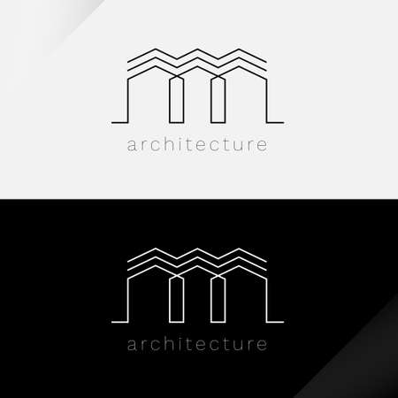 Architecture home building construction real estate company logo design flat style isolated abstract background vector illustrationのイラスト素材