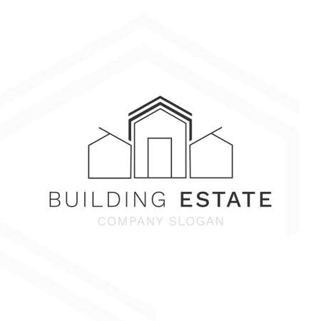 Architecture building home real estate logo icon minimal style design isolated on abstract background vector illustrationのイラスト素材