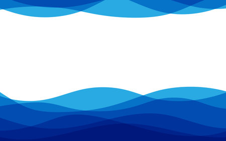 Blue layer ocean wave flowing curve vector abstract background illustration
