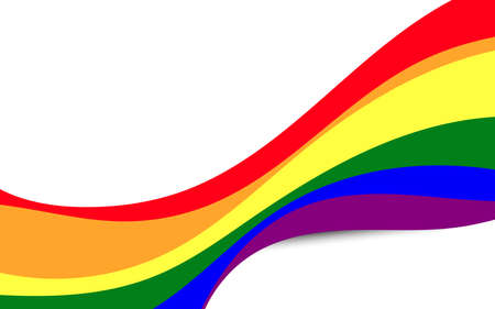Vector LGBT pride rainbow wave flag of lesbian, gay, and bisexual colorful on white backgroundのイラスト素材