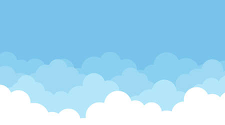 Clouds stacked layers on top blue sky cartoon concept background vector flat styleのイラスト素材