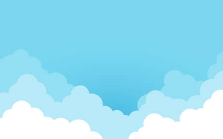 Cloud on blue sky outdoor cartoon landscape background flat design vectorのイラスト素材