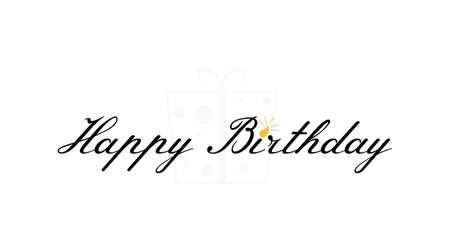 Happy birthday typography minimal black text with big gift box vector on white background illustrationのイラスト素材