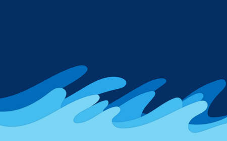Ocean sea wave layer paper style deep water blue vector abstract backgroundのイラスト素材