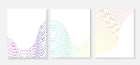 Wave colorful flowing lines curve banner set poster vector abstract backgroundのイラスト素材