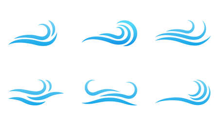 Blue ocean water wave water vector symbol icon set isolated on white backgroundのイラスト素材