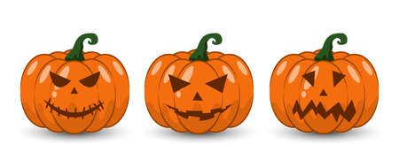 Halloween Pumpkins set vector isolated on white backgroundのイラスト素材