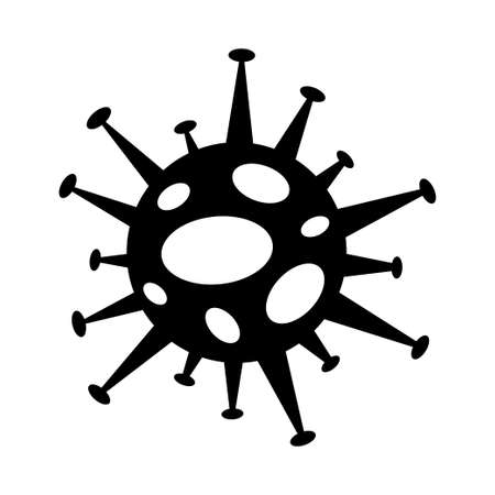 Black coronavirus covid-2019 flat design style vector icon isolated on white backgroundのイラスト素材