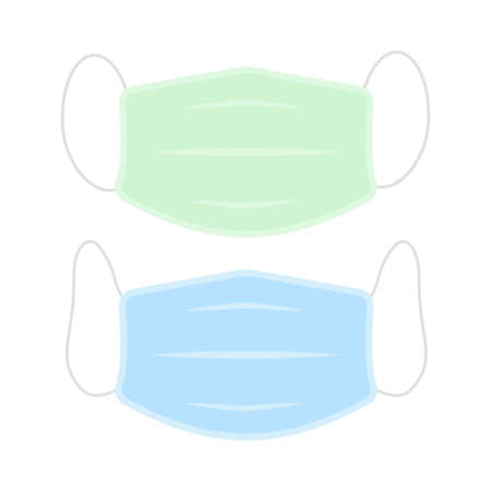Blue and green Surgical face mask flat design vector illustrationのイラスト素材