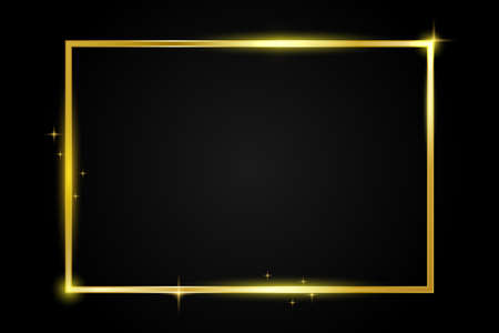 Gold frame square art decoration wallpaper vintage vector on dark backgroundのイラスト素材