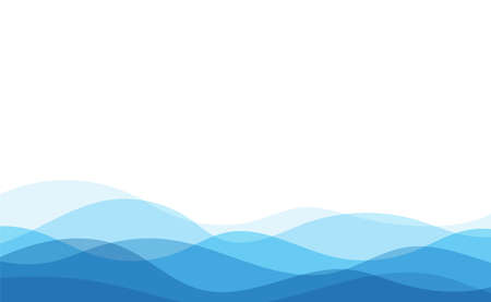Blue water ocean wave layer vector background illustrationのイラスト素材