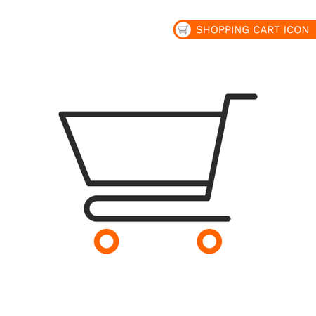 Shopping cart flat icon design vector with white backgroundのイラスト素材