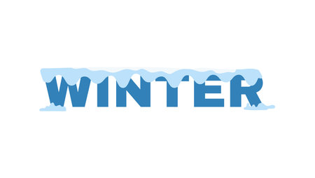 Winter typography with Snow covered Merry Christmas concept background vector illustration.のイラスト素材