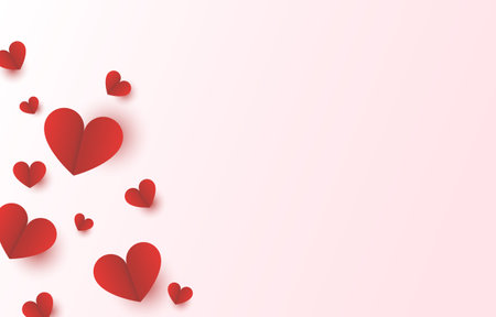 Red heart paper on pink background for Mothers Day and Valentine Day love banner design vector illustration.のイラスト素材