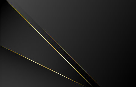 Black traingle abstract background lines tech geometric modern dynamic shape with gold light vector illustration.のイラスト素材
