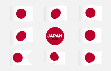 Japan flag icon set label sticker badge collection vector illustration.のイラスト素材