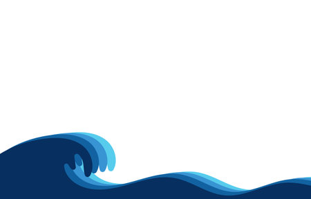 Fluid blue ocean wave layer abstract background vector illustration.