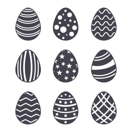 Collection of easter eggs silhouette isolated on white background vector illustration.のイラスト素材