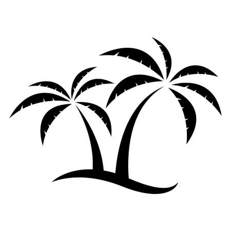 Palm tree black silhouettes isolated on white background vector illustration.のイラスト素材
