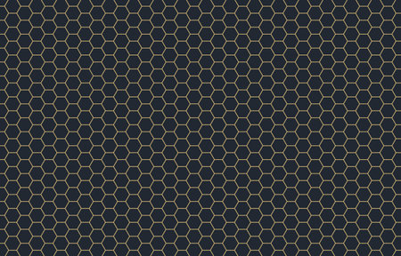 Hexagon Beehive Honeycomb yellow pattern seamless with black background banner vector illustration.
