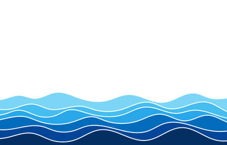 Blue wave ocean line flowing sea pattern background banner vector.のイラスト素材
