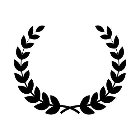 Black laurel wreath best award badge logo design vector silhouette isolated on white background.のイラスト素材