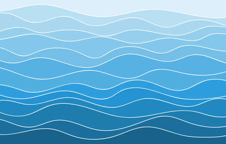 Blue water wave sea lines river flowing texture background banner vector illustration.のイラスト素材