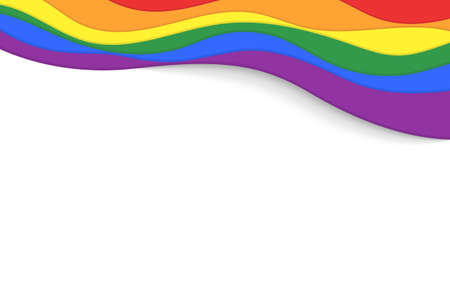 LGBT rainbow wave flag flutter of lesbian, gay, and bisexual colorful concept vector backgroundのイラスト素材